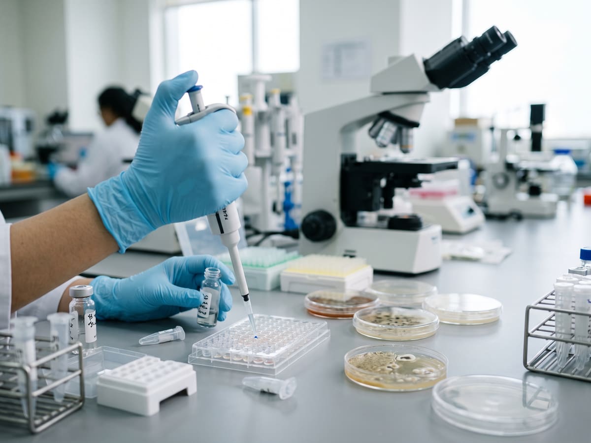 Pengujian kualitas di laboratorium mitra produksi